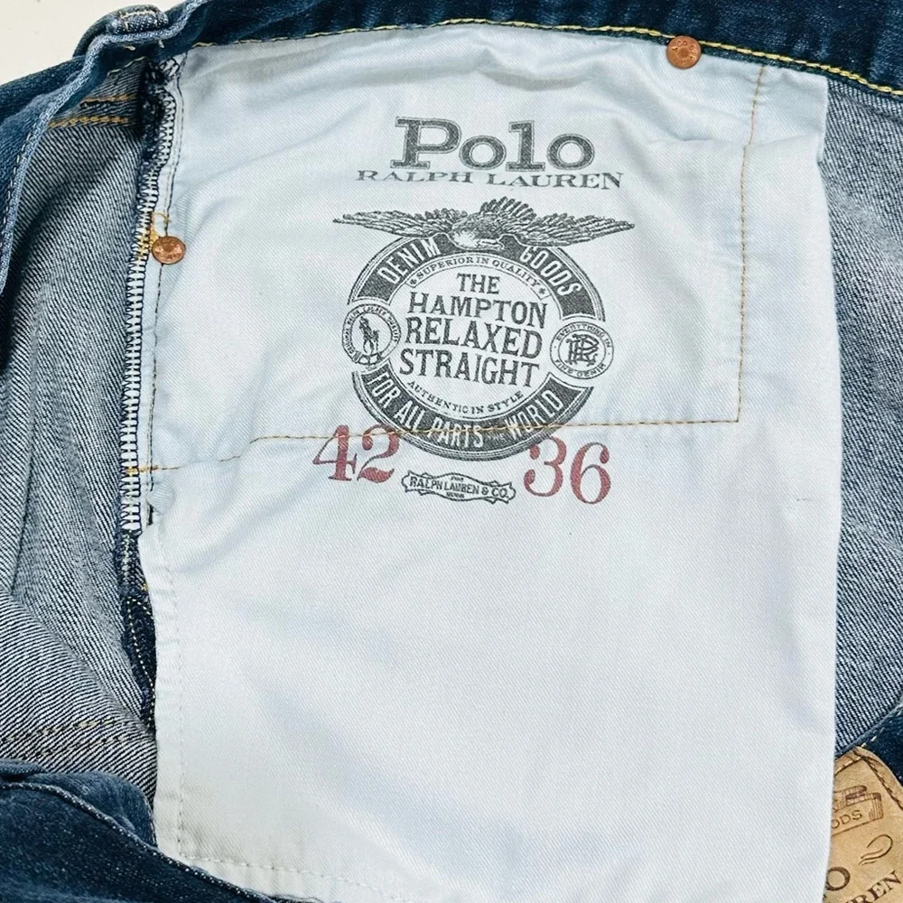 Polo‎ Ralph Lauren Hampton Relaxed Straight Jeans Mens 42x36 Blue dark wash